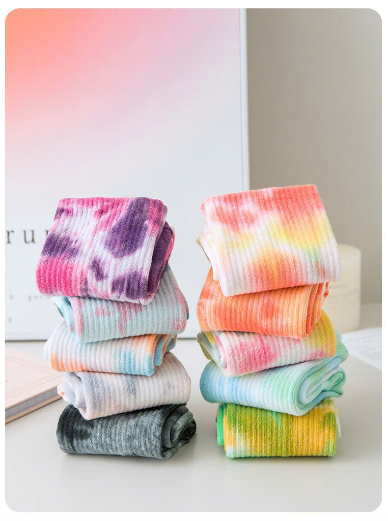 Vớ Yoga Nữ Cổ Cao, Tất Thể Thao Nữ Cotton Màu Loang Chống Trượt Thoáng Mát Co Dãn, Vớ Nữ Cổ Cao Yoga Cao Cấp_thumbnail_5