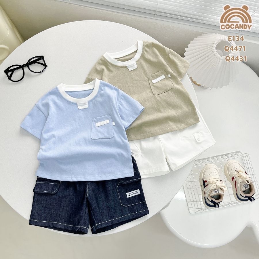 Áo cộc cotton XANH DƯƠNG túi ốp kiểu_thumbnail_5