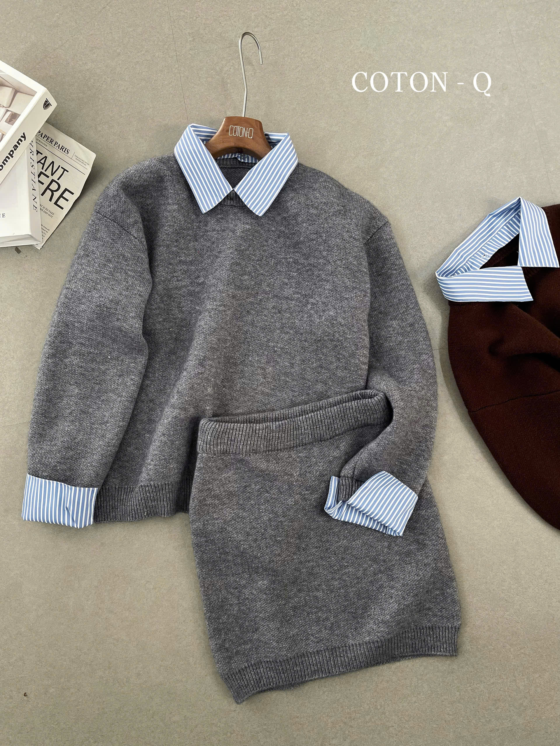 Set áo + chân váy ngắn len ( XÁM )_thumbnail_11