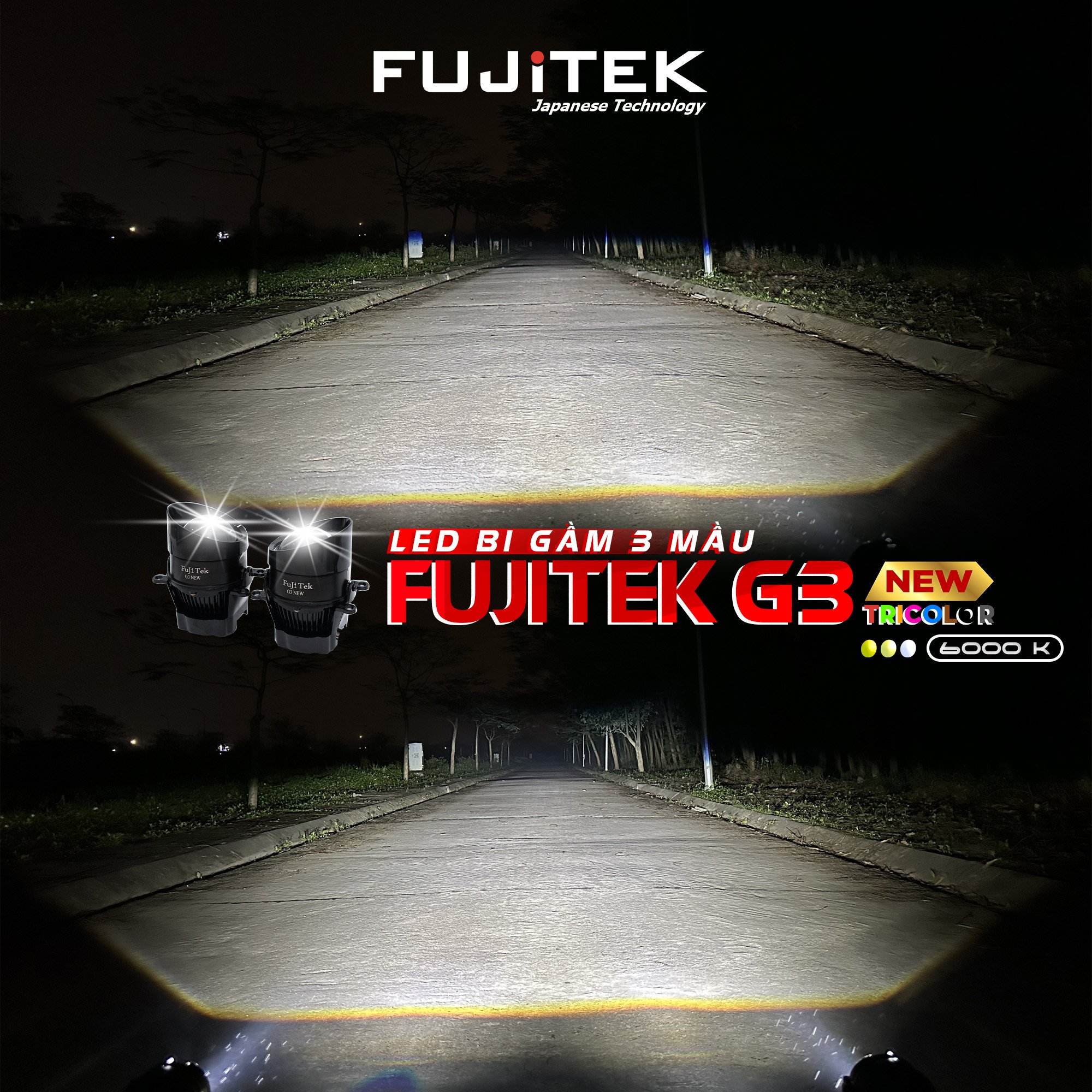 Fujitek G3 New Đèn bi gầm Led 3 màu_thumbnail_5