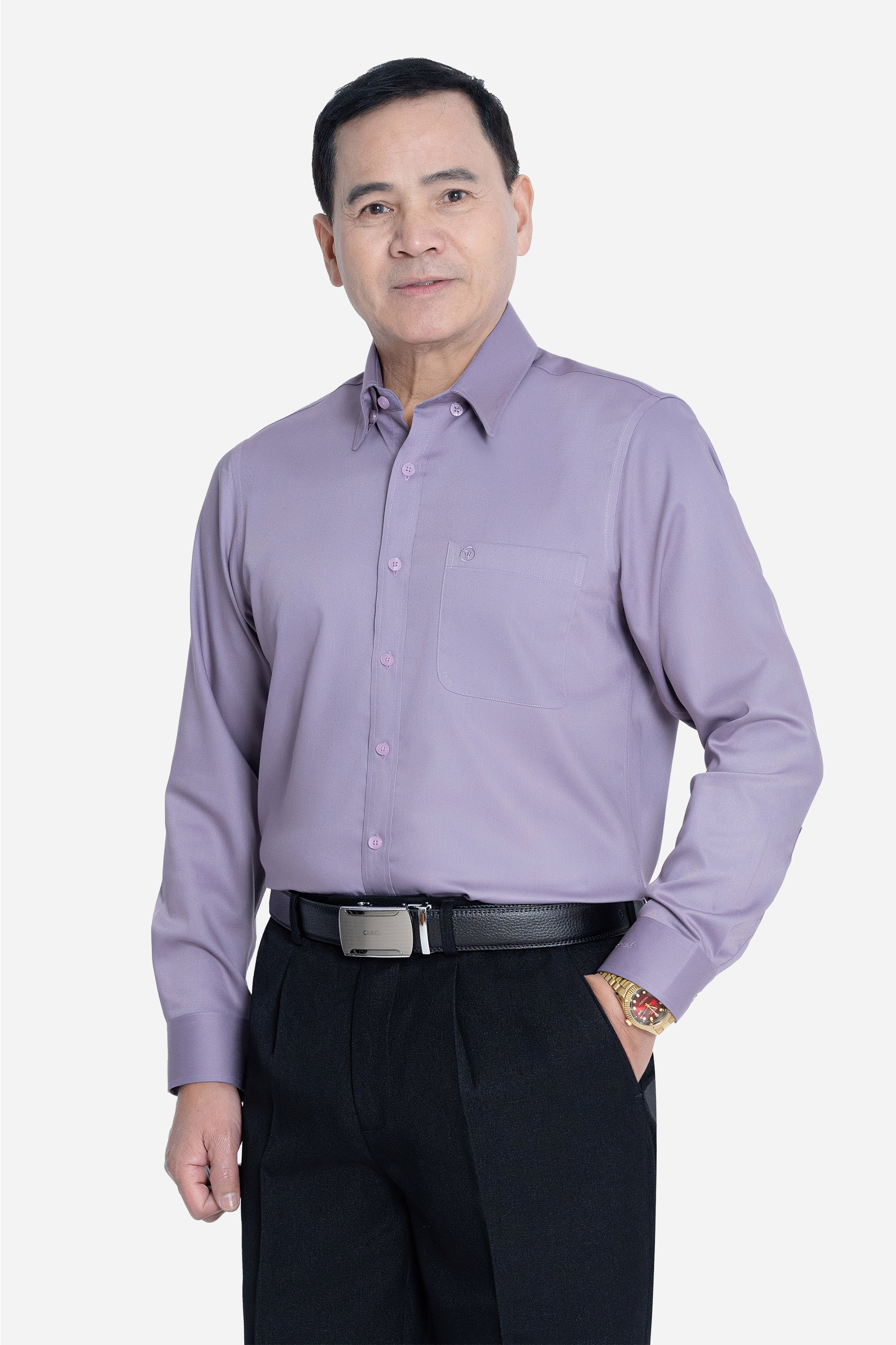 Sơ Mi Trơn Dài Tay Nam Trung Niên ANCHI Chất Liệu Sợi Sồi Cao Cấp Màu Trắng_thumbnail_16