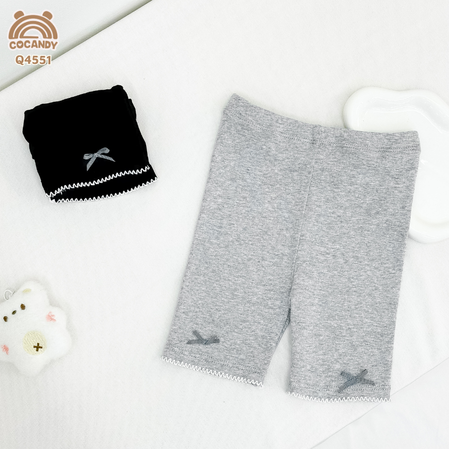 Set 2 quần legging cộc ĐEN TÀN S1 phối sóng nơ