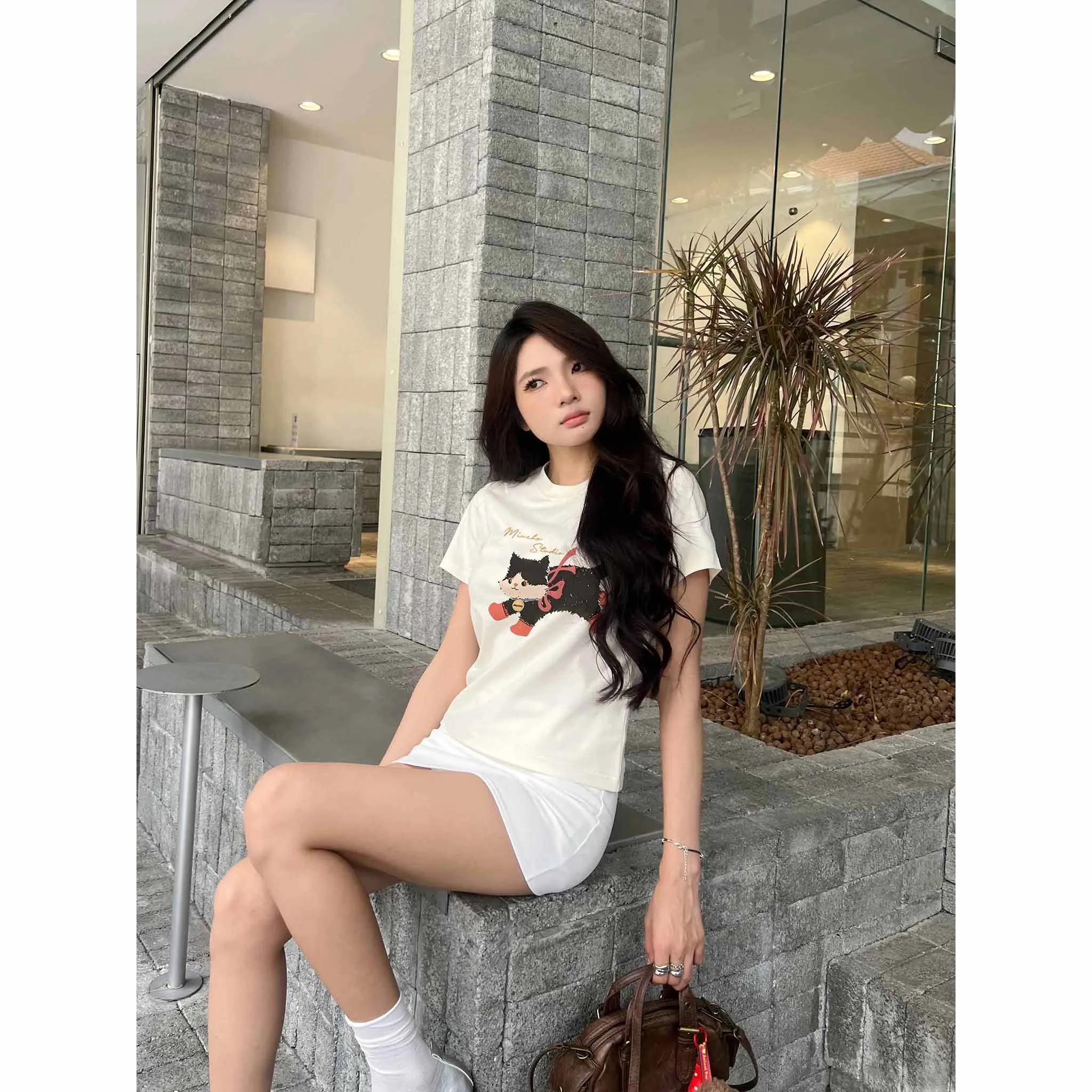 Áo baby tee hình mèo dễ thương 2517 Miucho vải cotton thoáng mát cổ tròn in mix_thumbnail_2