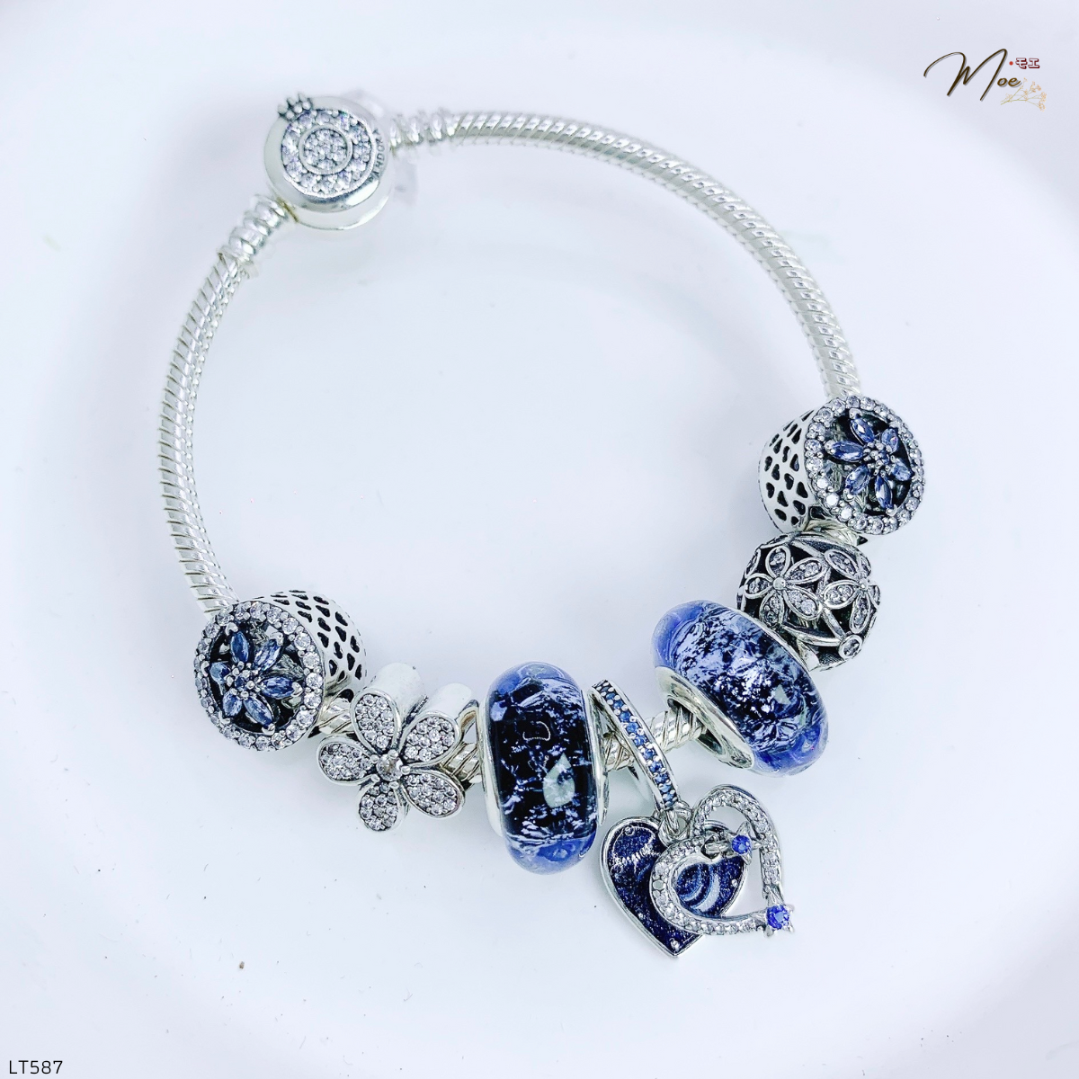 LT587 - Vòng Pandora Trái tim xanh dương