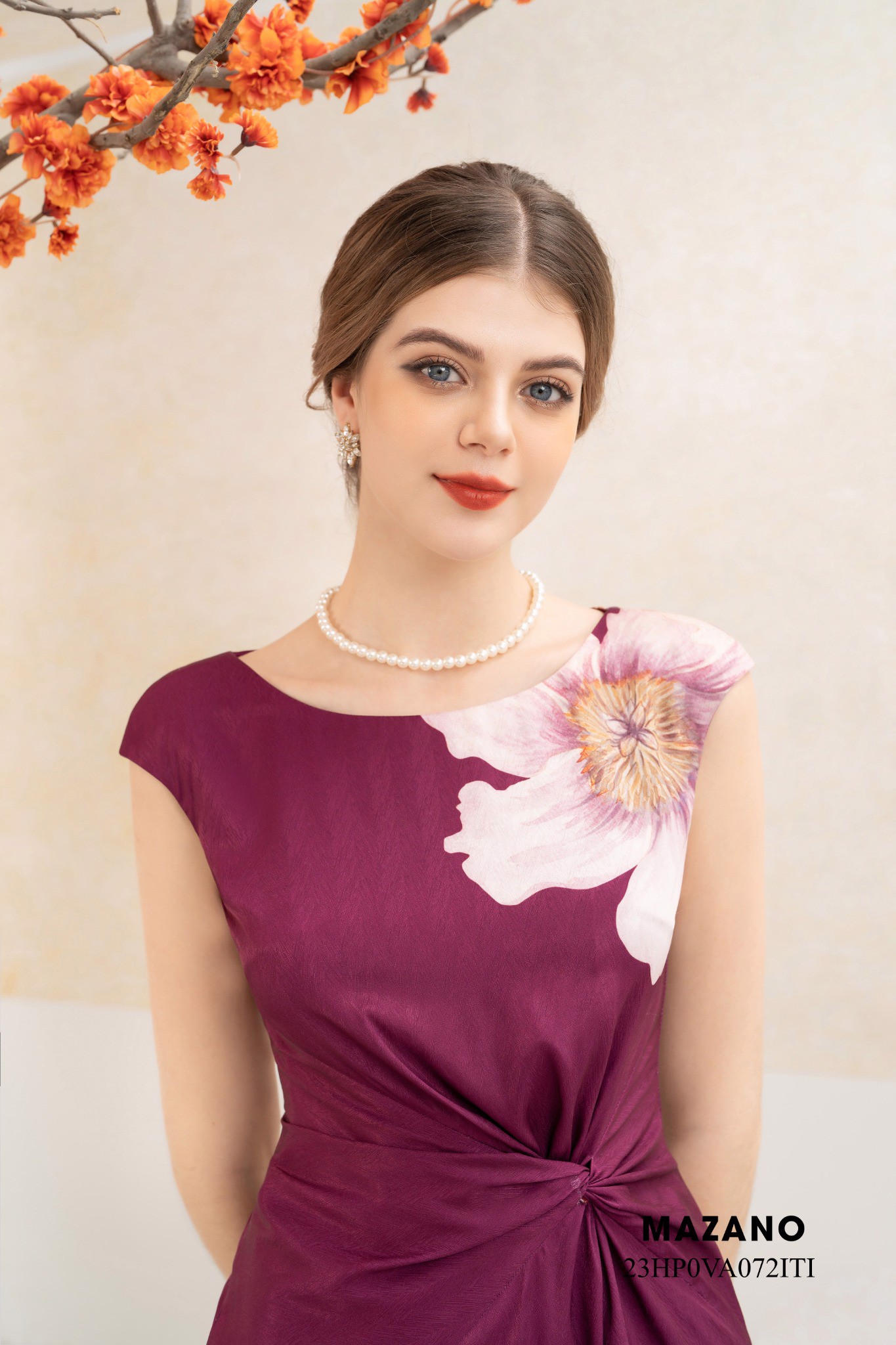 Váy Đầm ôm Vải lụa mỏng Họa tiết hoa 3D in bố cục Cổ tròn rộng Tay chờm Dài trên bắp chân_thumbnail_2