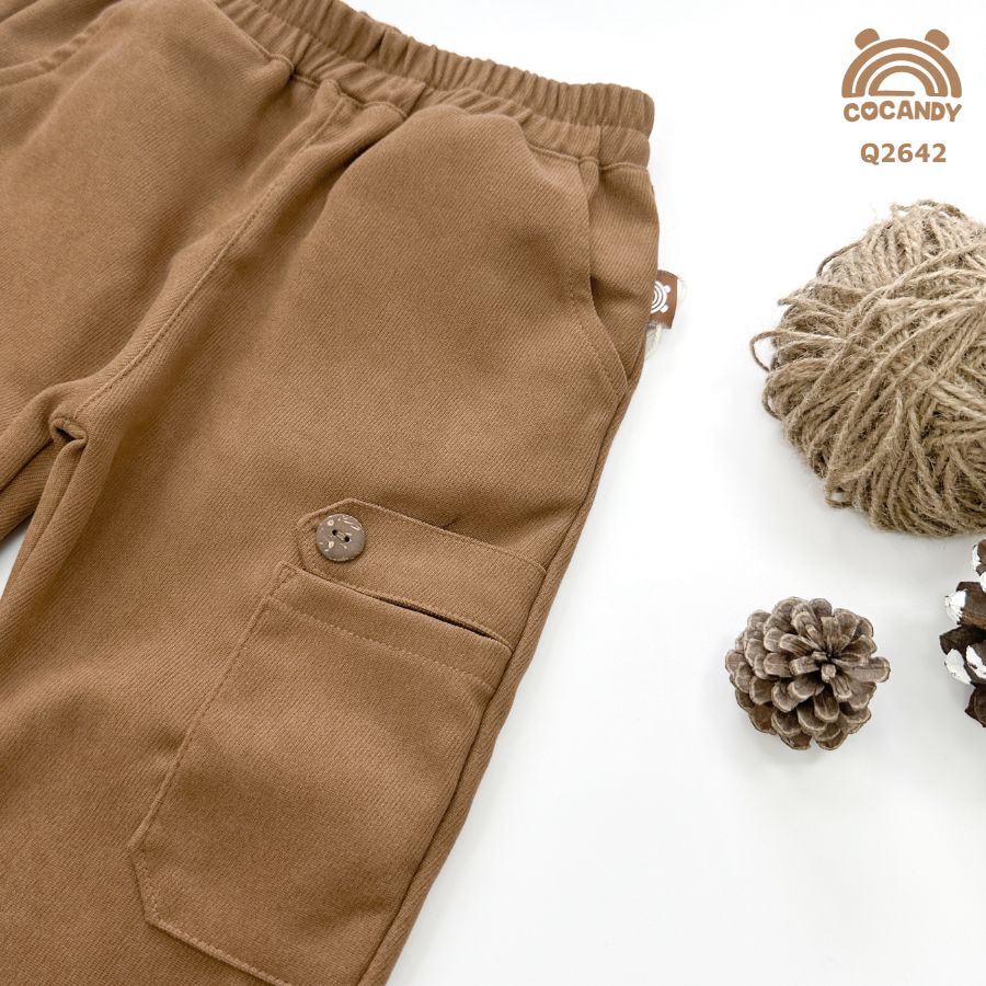 Quần dài nhung NÂU NHẠT túi ống_thumbnail_1