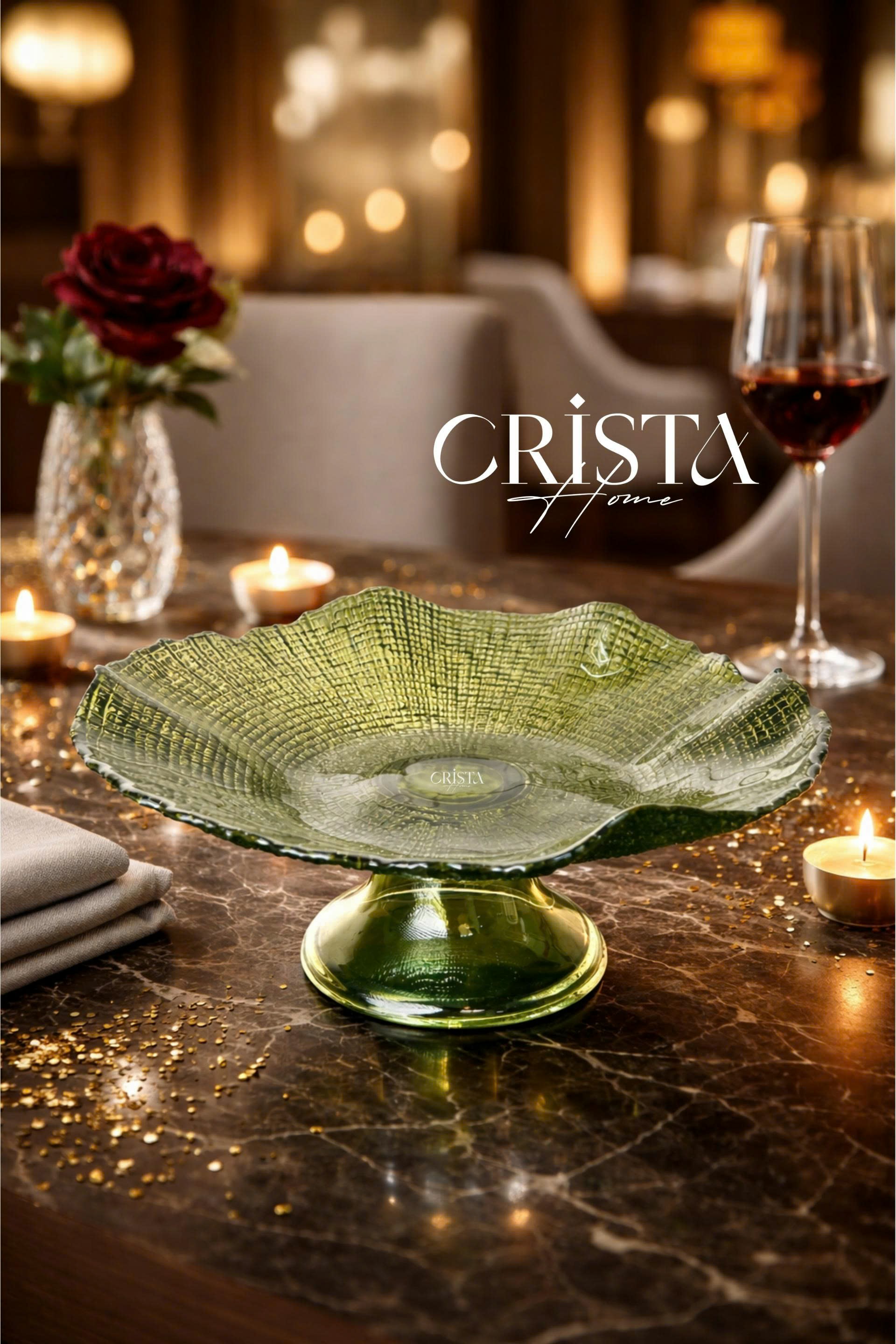 Đĩa thủy tinh cao cấp CRISTA HOME chân bồng vân lưới size 29 cm_thumbnail_15