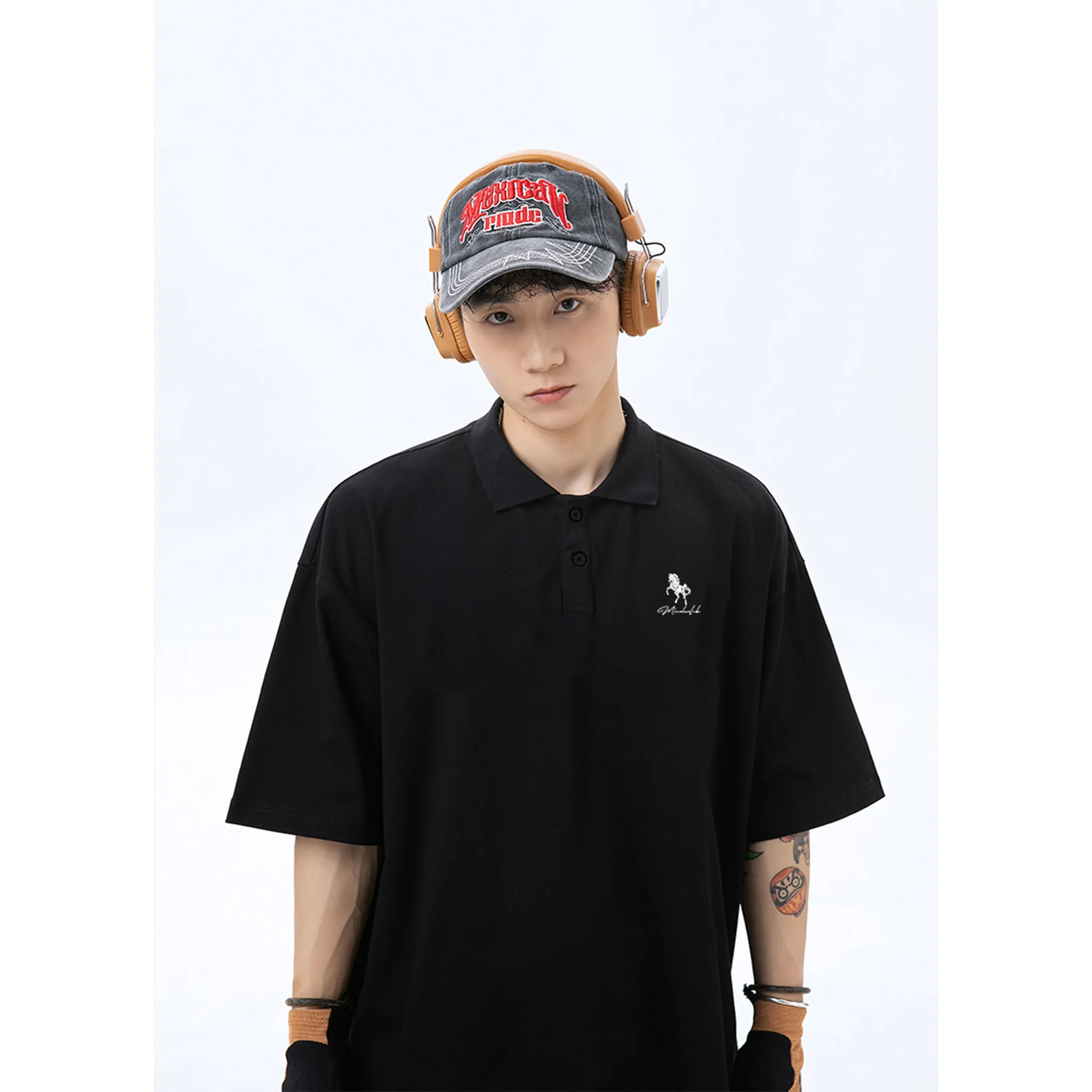 Áo polo nam nữ form rộng basic dễ phối đồ 2538 Miucho Club vải cotton thoáng mát in mix_thumbnail_6