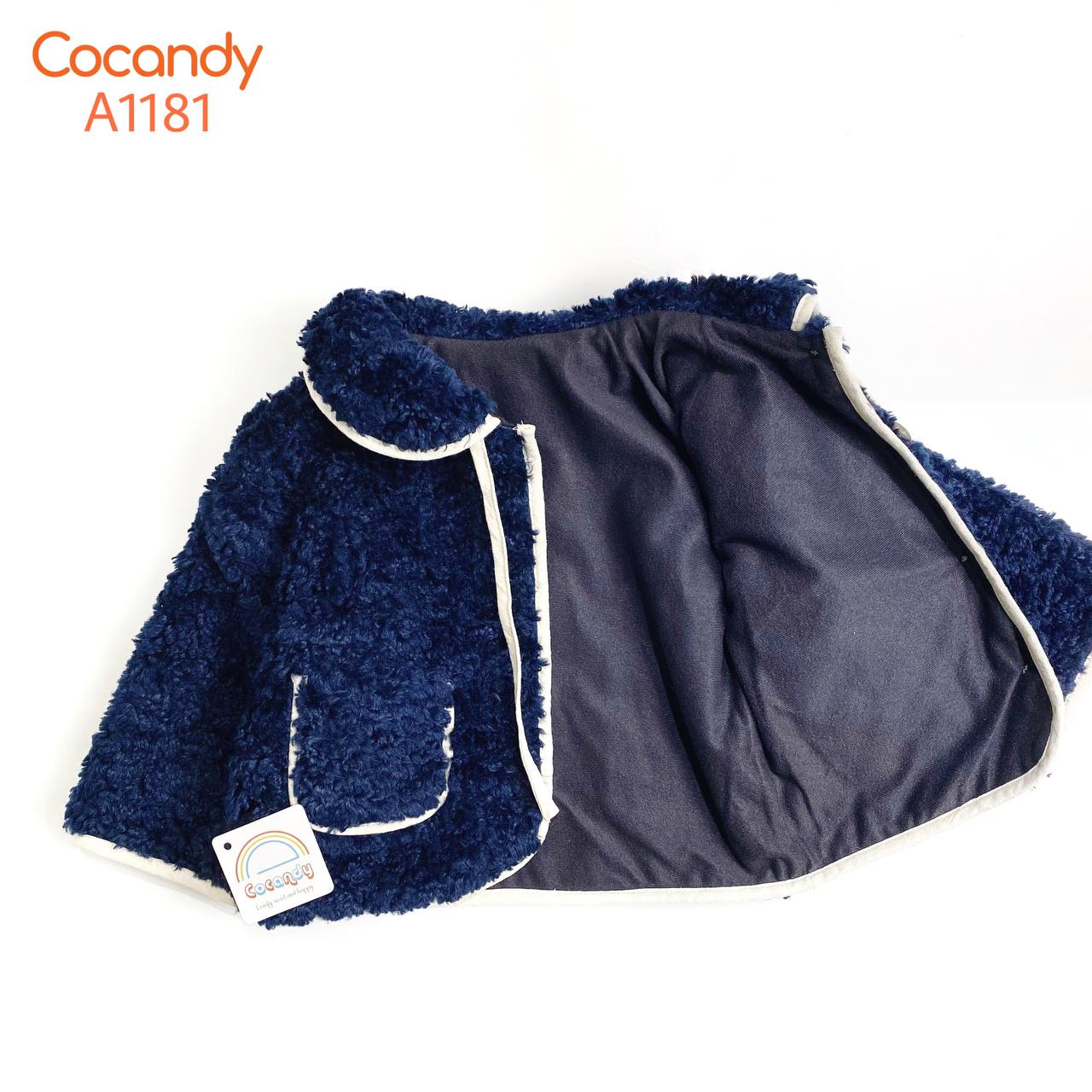 Áo khoác lông XANH THAN viền BE_thumbnail_2