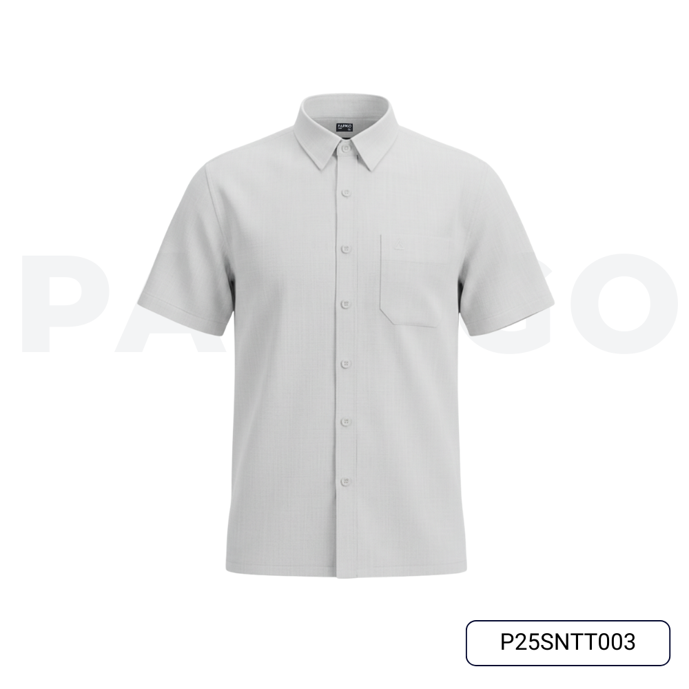 Áo sơ mi nam Trung niên thêu logo PAPAGO tay ngắn lai ngang - P25SNTT002