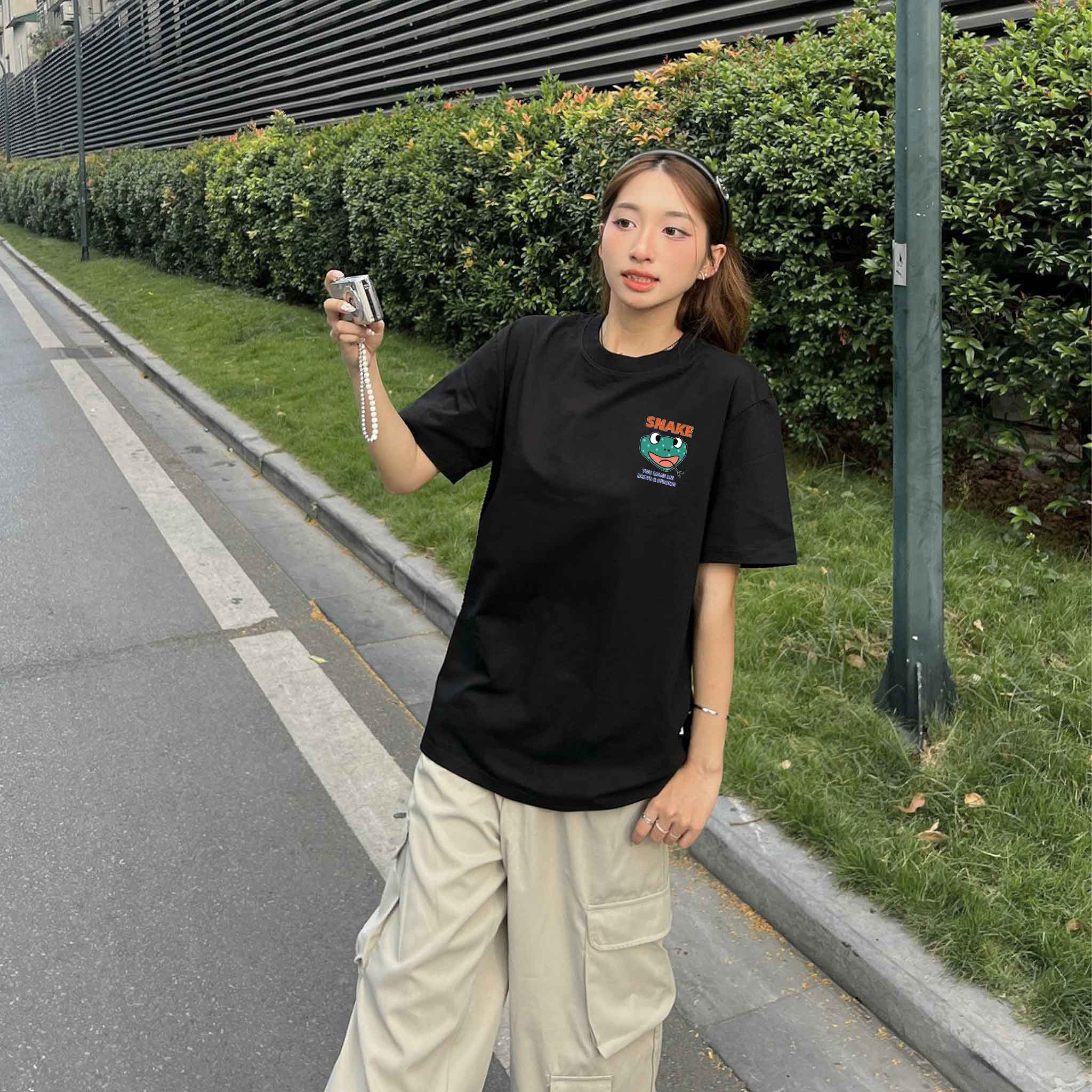 Áo thun nữ form rộng 12 con giáp tuổi Tị ( tuổi rắn) ATD425 Miucho cotton cổ tròn in graphic_thumbnail_2