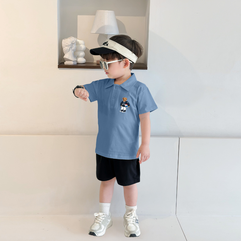 Áo polo bé trai hình gấu - Loza Kids PL3234