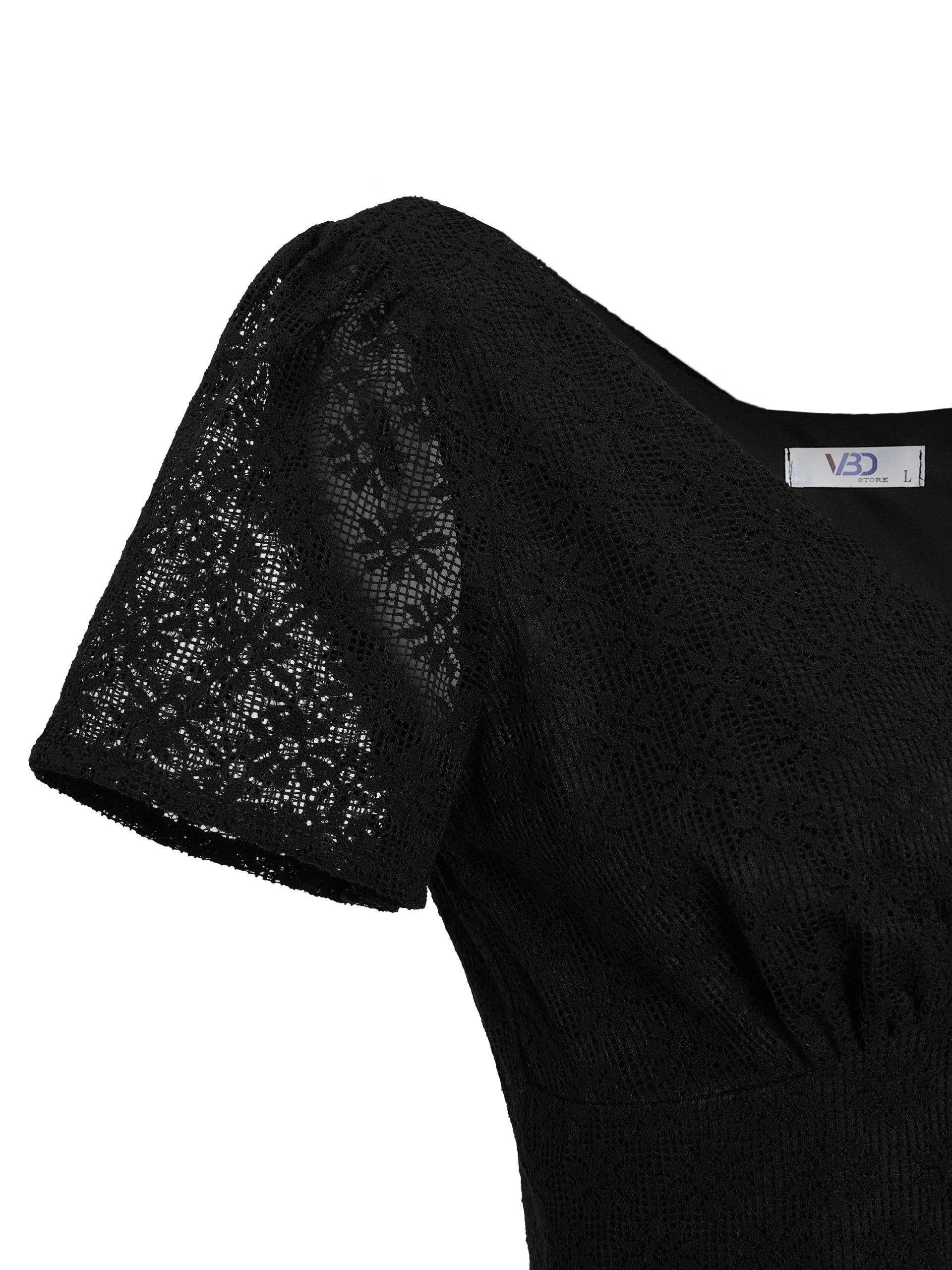 BIGSIZE NỮ- Đầm ren dáng A co giãn dành cho nàng béo từ 55-90kgV-DA211_thumbnail_2