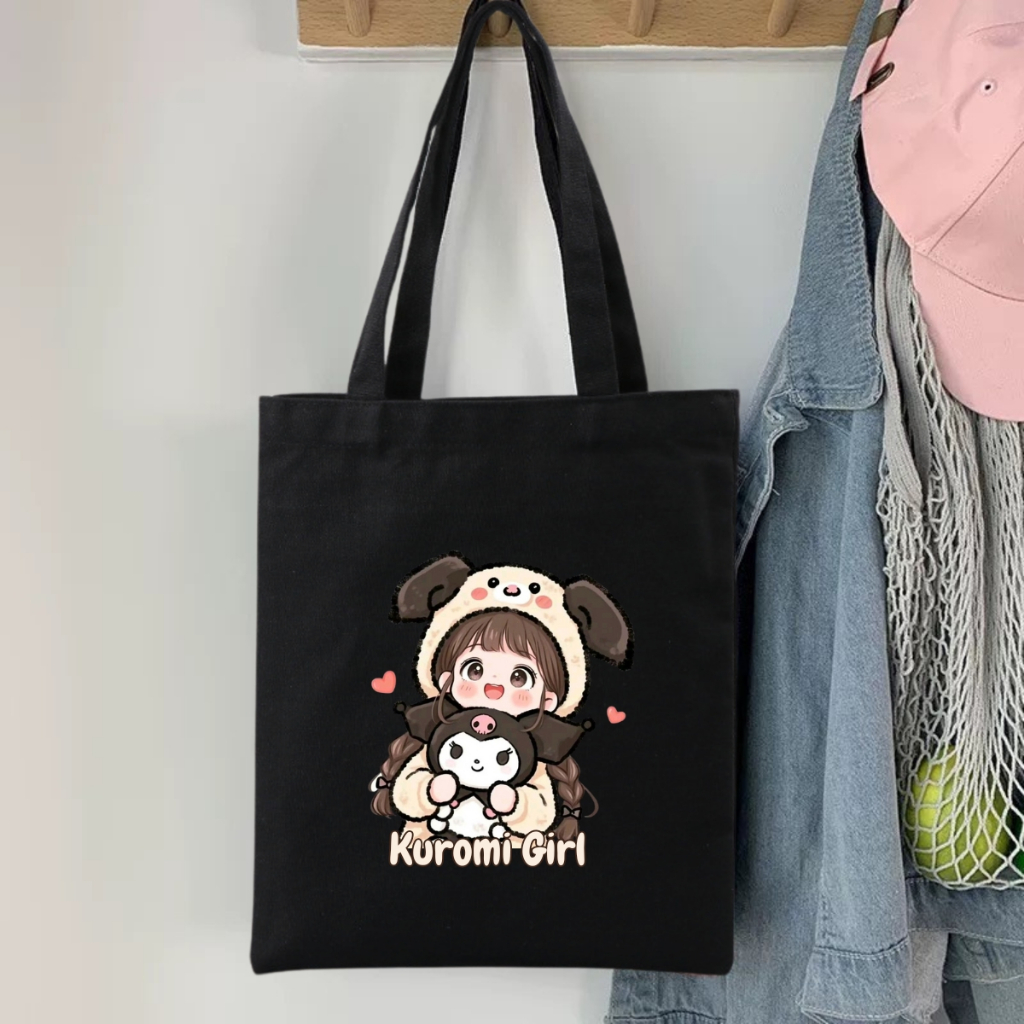 Túi tote vải canvas We Tee hình cô gái hottrend đội mũ thỏ trắng, có khóa kéo và ngăn phụ - WTU09_thumbnail_8