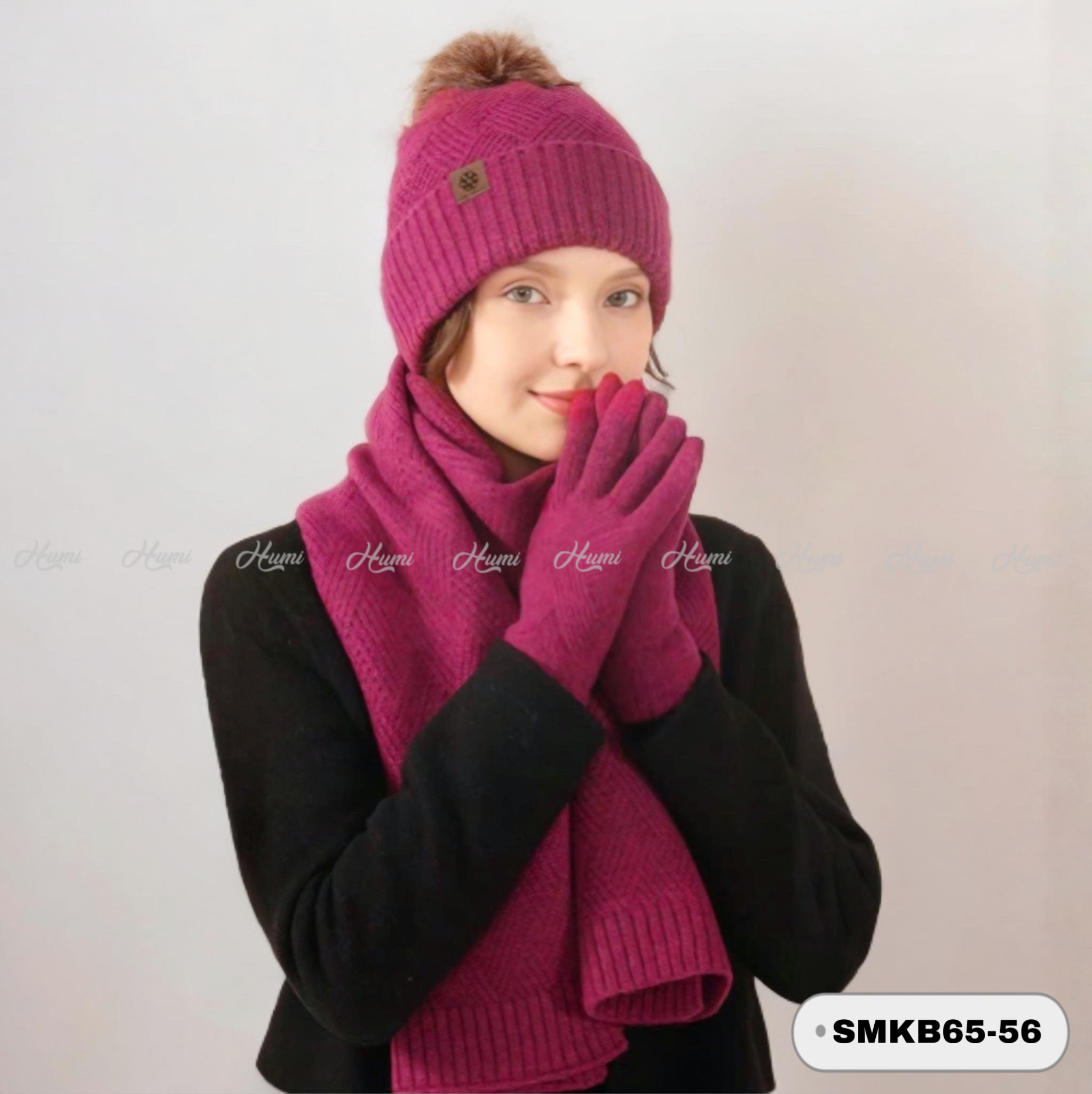 BỘ MŨ + KHĂN DÀI + GĂNG TAY CHO NỮ (SMKB-56 ĐỎ TÍA)_thumbnail_6