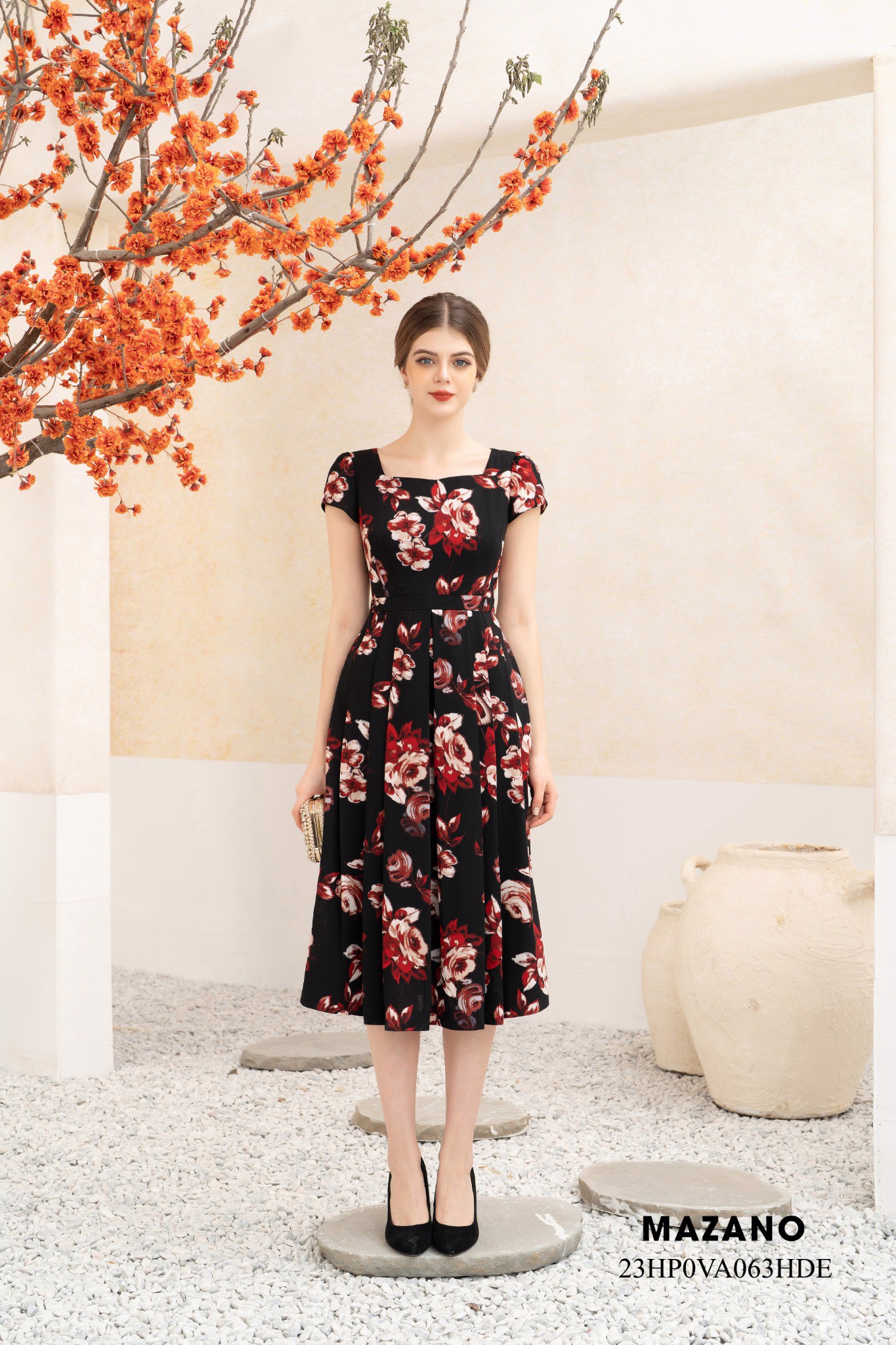 Đầm xếp ly chân bồng dự tiệc 23HP0VA063HDE