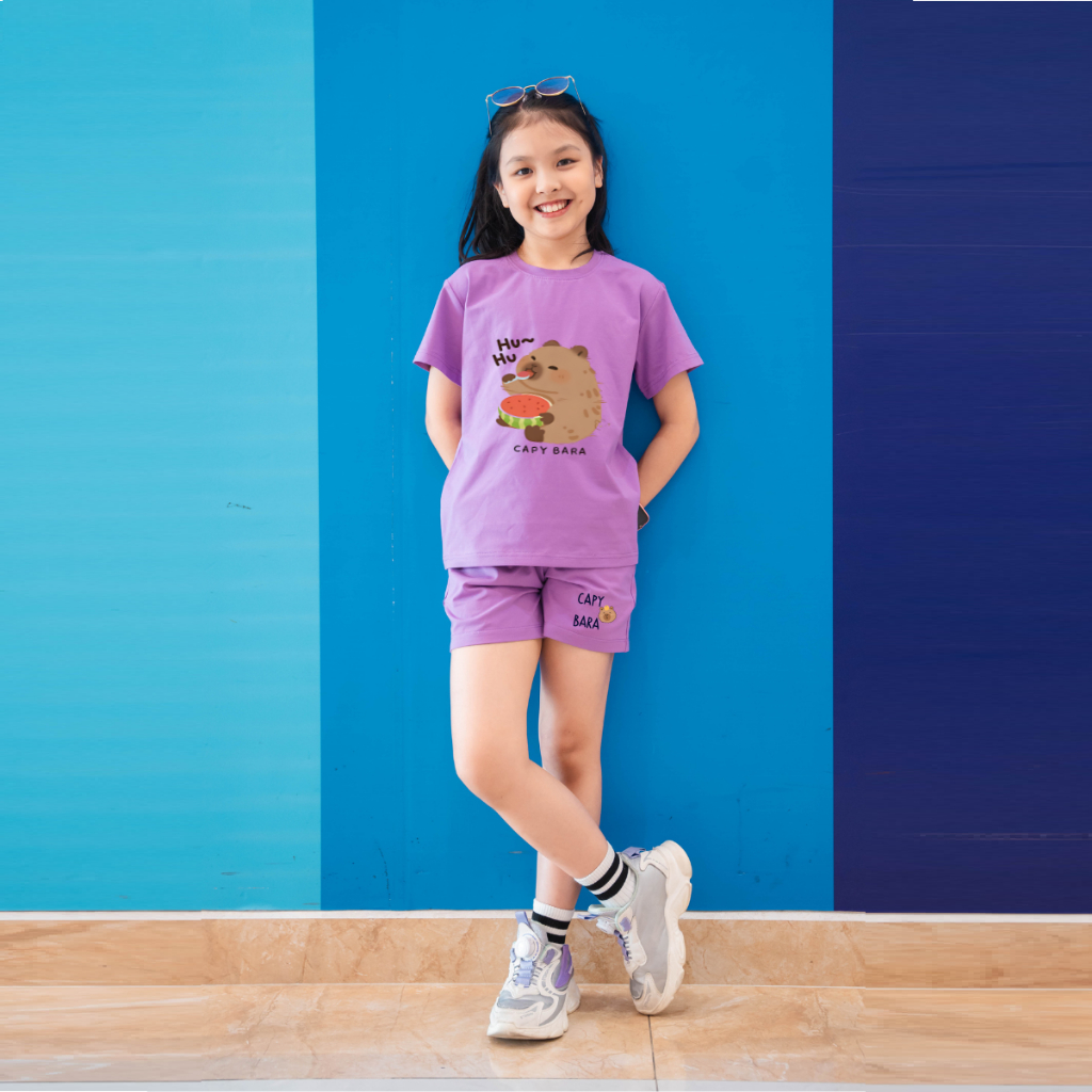 Bộ đồ bé gái in hình Capybara đeo cặp - Loza Kids BD007_thumbnail_7