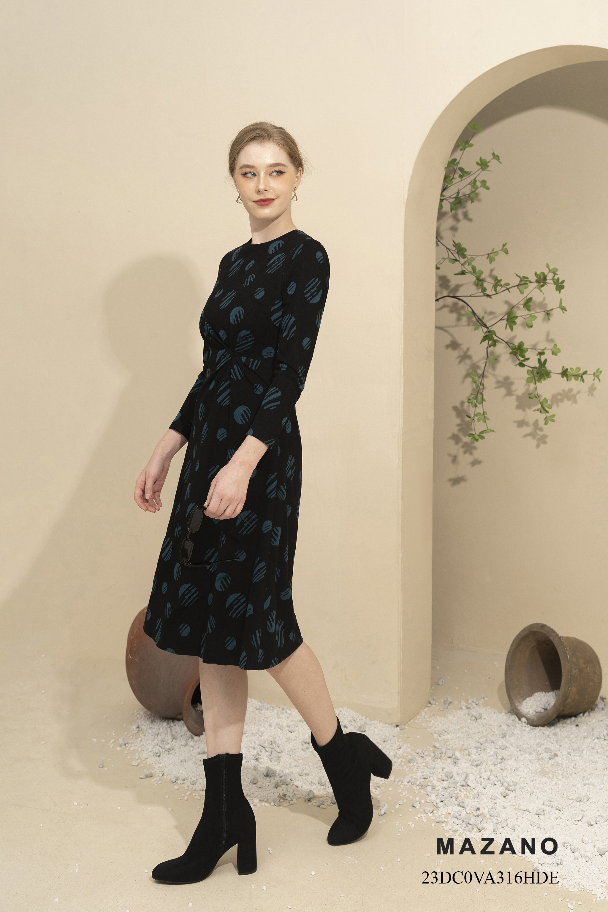 Đầm dạ len xoắn eo chân A_thumbnail_2