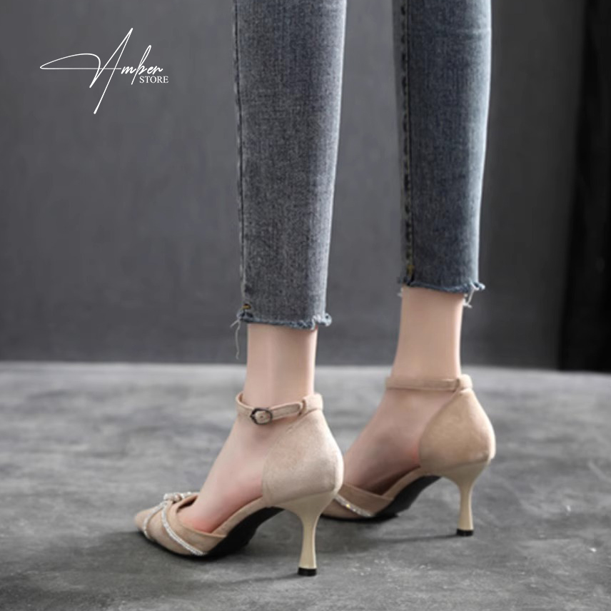 Giày Cao Gót Nữ Bít Mũi Quai Nơ Đính Đá – CG14_thumbnail_4