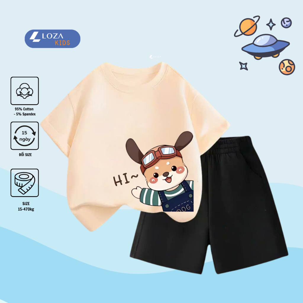Bộ đồ  bé trai in hình gấu Hi -  Loza Kids SB235_thumbnail_13