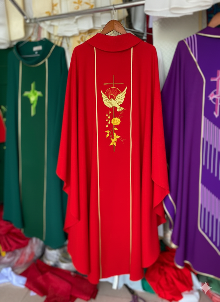 Áo lễ linh mục màu đỏ tươi- Phẩm phục Phụng Vụ - Quà tặng Linh mục, cha xứ_thumbnail_1