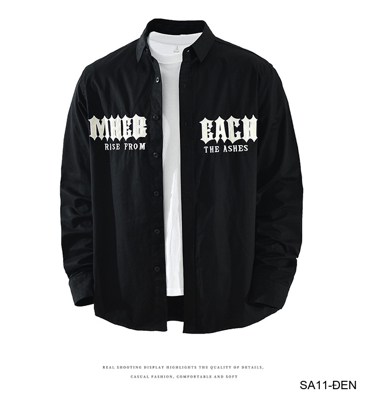 SA11 - Áo sơ mi nam dài tay họa tiết chữ phong cách Nhật Bản, chất cotton mềm mại, dáng rộng thoải mái_thumbnail_15