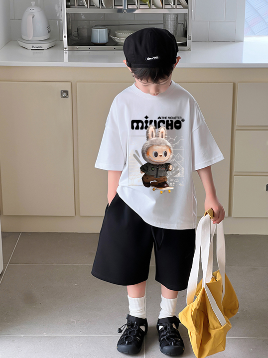 Áo thun bé trai labubu form rộng AED1498 Miucho Kid vải cotton thoáng mát cổ tròn in graphic_thumbnail_5