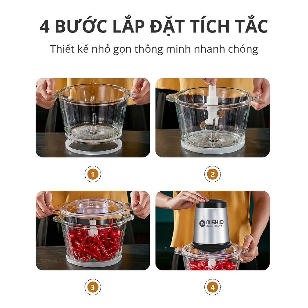 Máy xay thịt đa năng Mishio MK135 1,8L cối thủy tinh, motor đồng nguyên chất_thumbnail_6