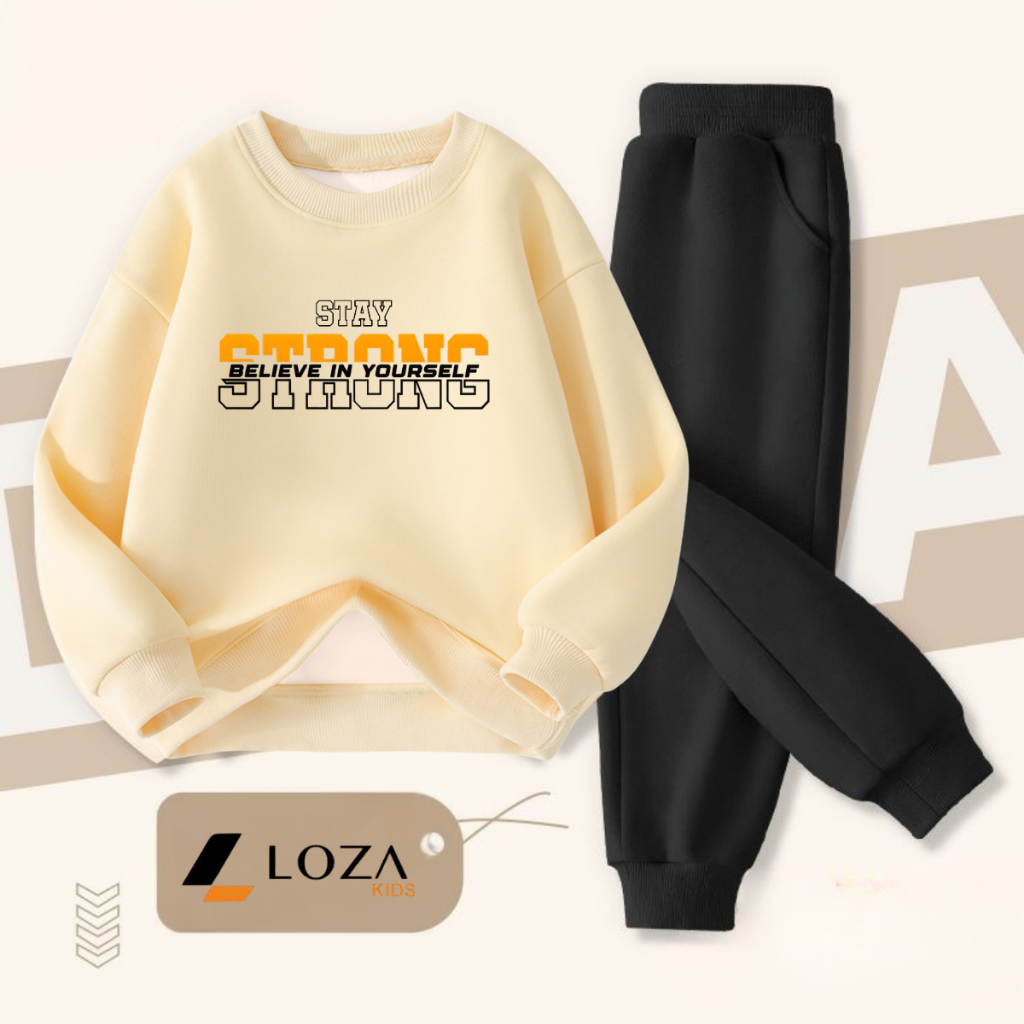 Bộ nỉ bé trai in chữ STRONG - Loza Kids BI539_thumbnail_1