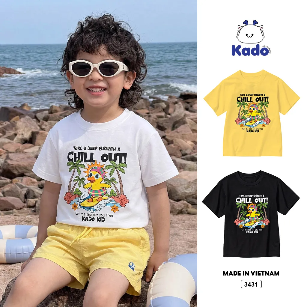 Áo thun bé trai bé gái hè biển Kado form rộng 3431