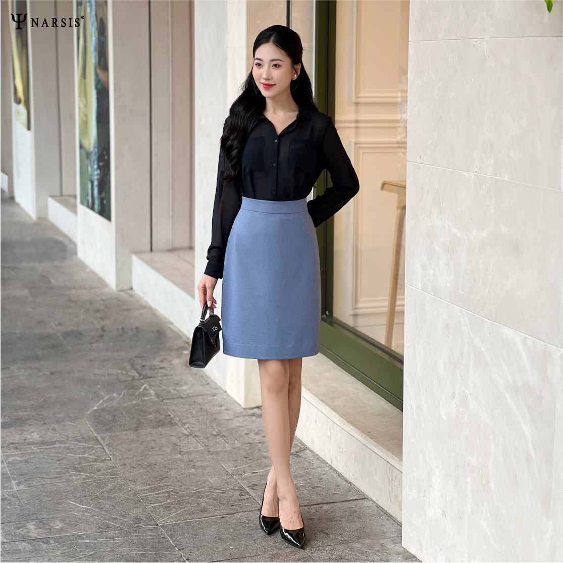 ÁO SƠ MI VOAN ĐEN NỮ L0002 NARSIS CHẤT LIỆU THOÁNG MÁT, DỄ CHỊU, THOẢI MÁI CẢ NGÀY, DỄ VẬN ĐỘNG_thumbnail_2