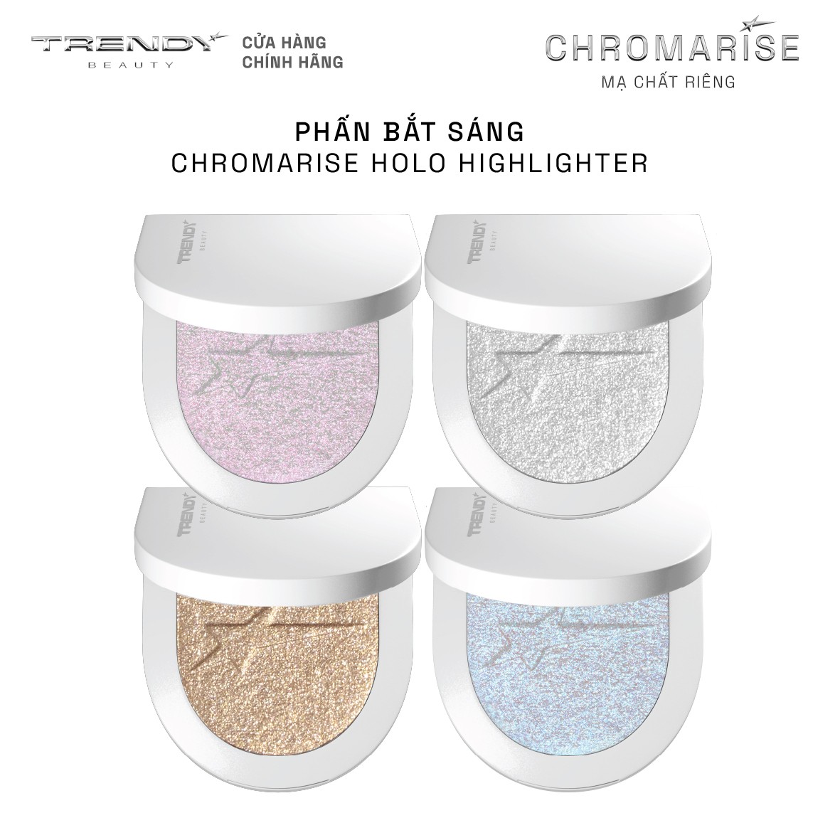 COMBO 4 CHROMARISE HOLO HIGHLIGHTER TRENDY BEAUTY
