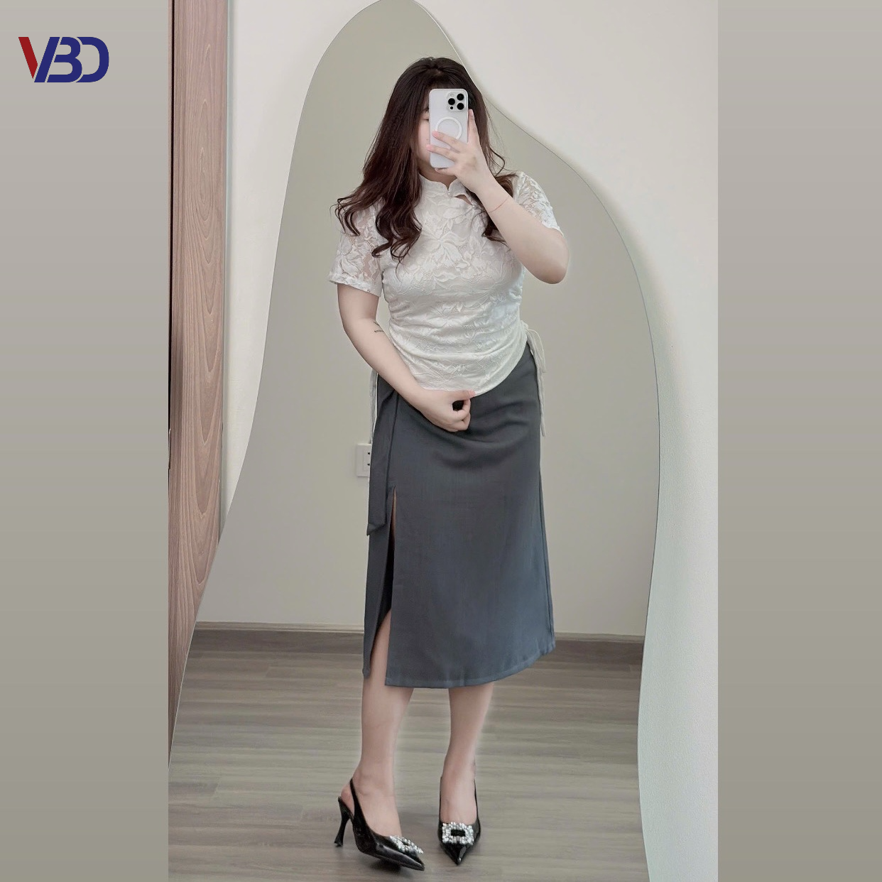 Chân váy xếp ly phối 1 bên kiểu bigsize CV034 dành cho nàng béo mập từ 55-95kg_thumbnail_1