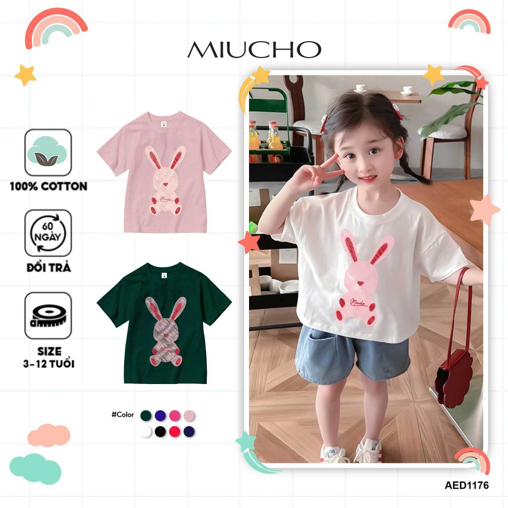 Áo thun cho bé gái form rộng AED1176 Miucho Kid tay ngắn cổ tròn in artwork_thumbnail_1