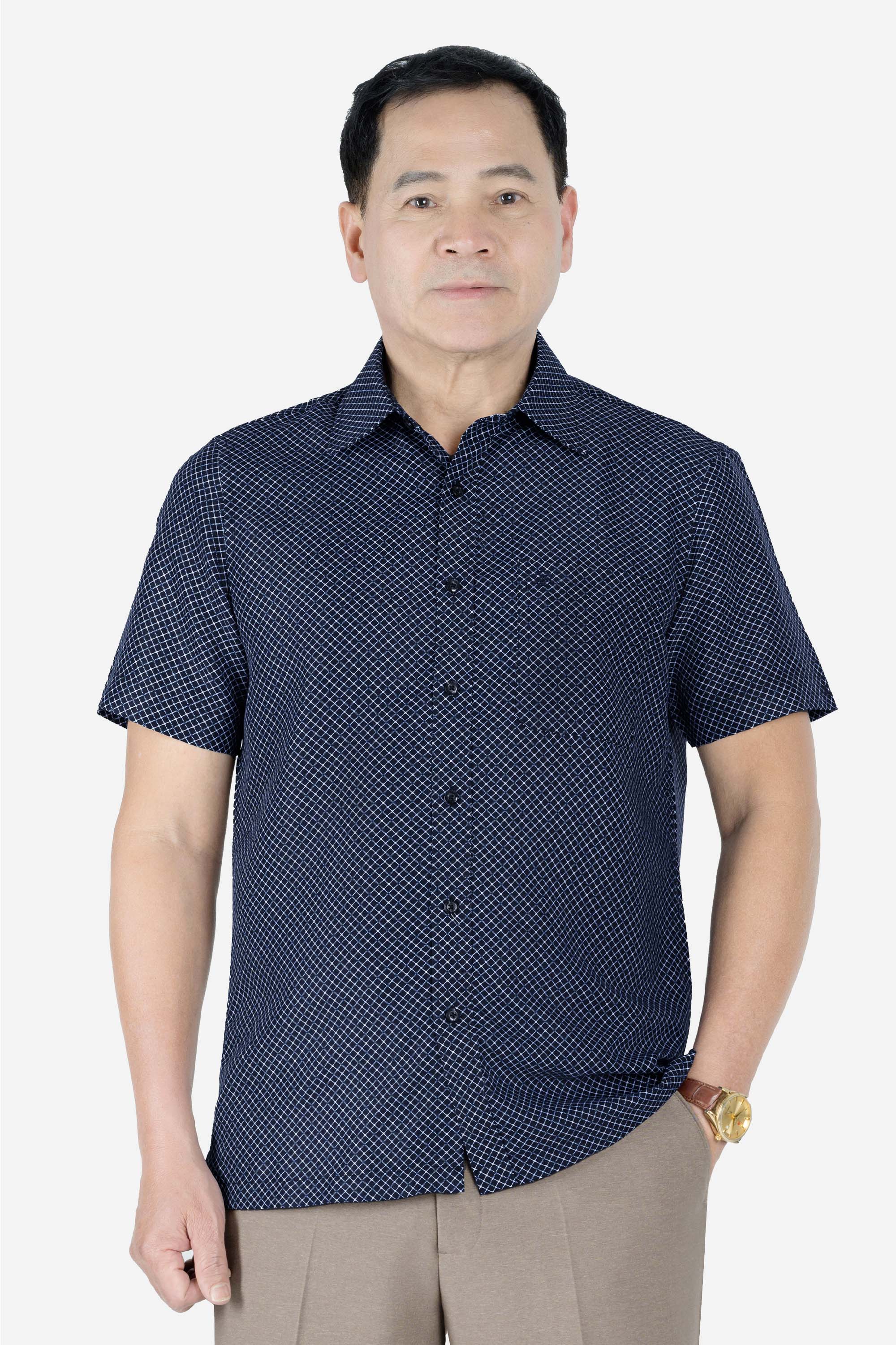 Sơ Mi Họa Tiết Nam Trung Niên ANCHI Chất Liệu Cotton Phom Suông Vạt Ngang Màu Cổ Vịt_thumbnail_7