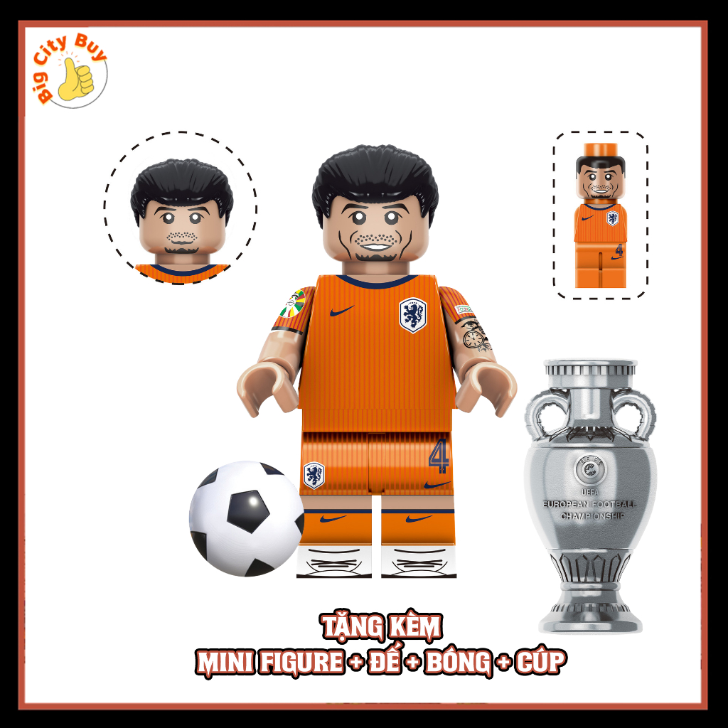Cầu thủ bóng đá VIP Huyền Thoại Sân Cỏ Tặng Kèm Cúp, Đế Trưng Bày, Bóng Đá, Mini Figure Siêu Đẹp