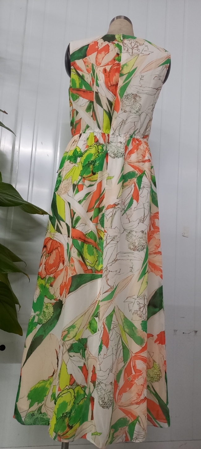 Đầm Maxi vải voan màu trắng in hoạ tiết hoa lớn_thumbnail_1