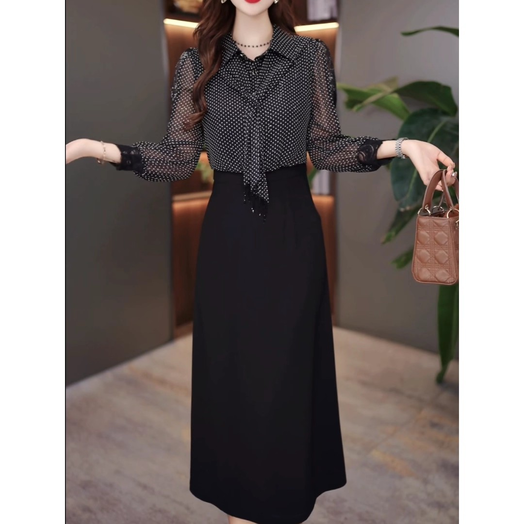 17760-Đầm voan bi nhí tay dài viền ren cổ thắt nơ ( voan bi lót, lụa mango)_thumbnail_0