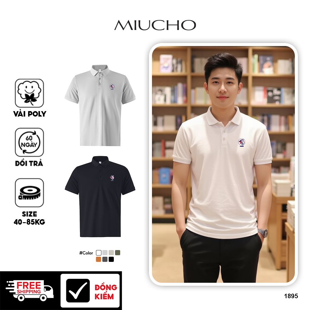 Áo polo nam form vừa 1895 Miucho Iconic vải cá sấu đứng form thoáng mát in basic_thumbnail_1