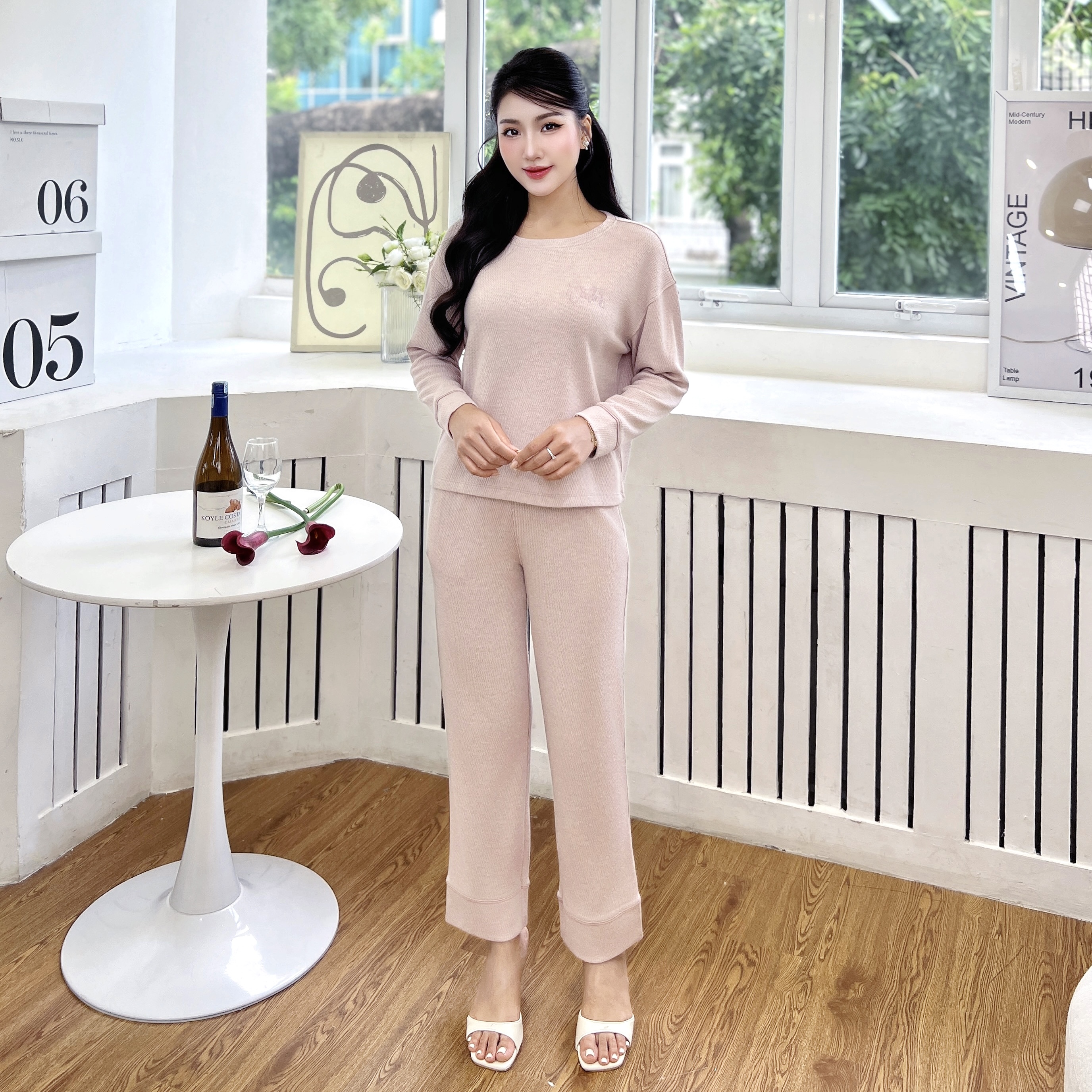 SET BỘ MẶC NHÀ LEN THU ĐÔNG DÀI TAY CHẤT COTTON MỀM MẠI ẤM ÁP DÁNG ĐẸP CỔ TRÒN ỐNG XUÔNG THOẢI MÁ..._thumbnail_3