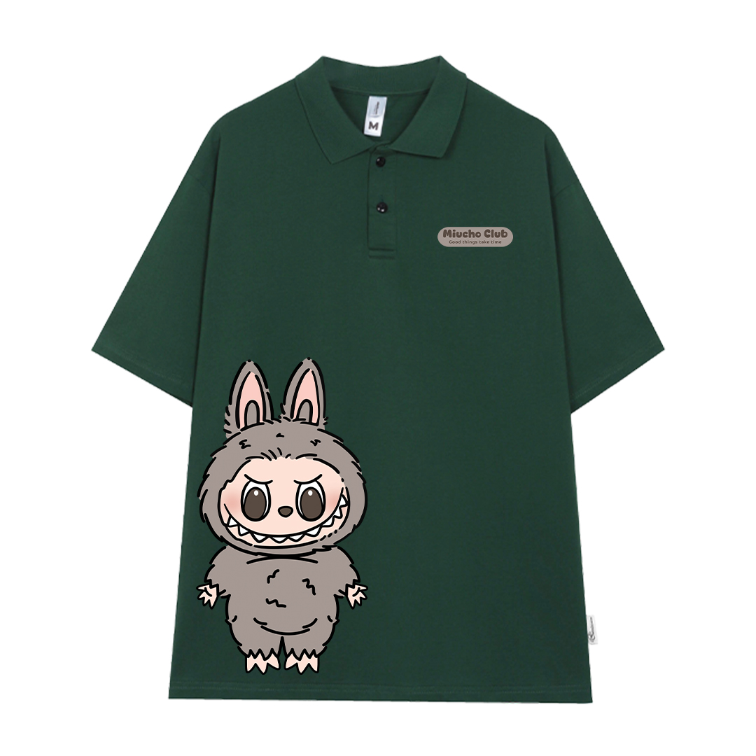 Áo polo labubu form rộng PLD1469 Miucho tay ngắn vải cotton co giản cổ trụ in basic_thumbnail_7