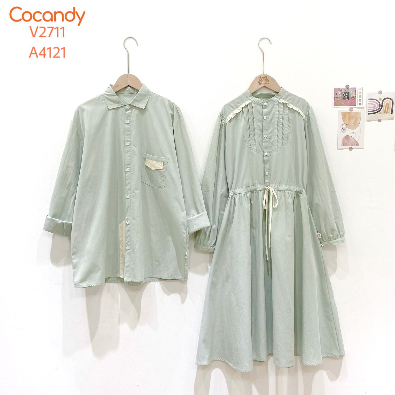 Áo dài XANH MINT phối vạt BE LỚN_thumbnail_2