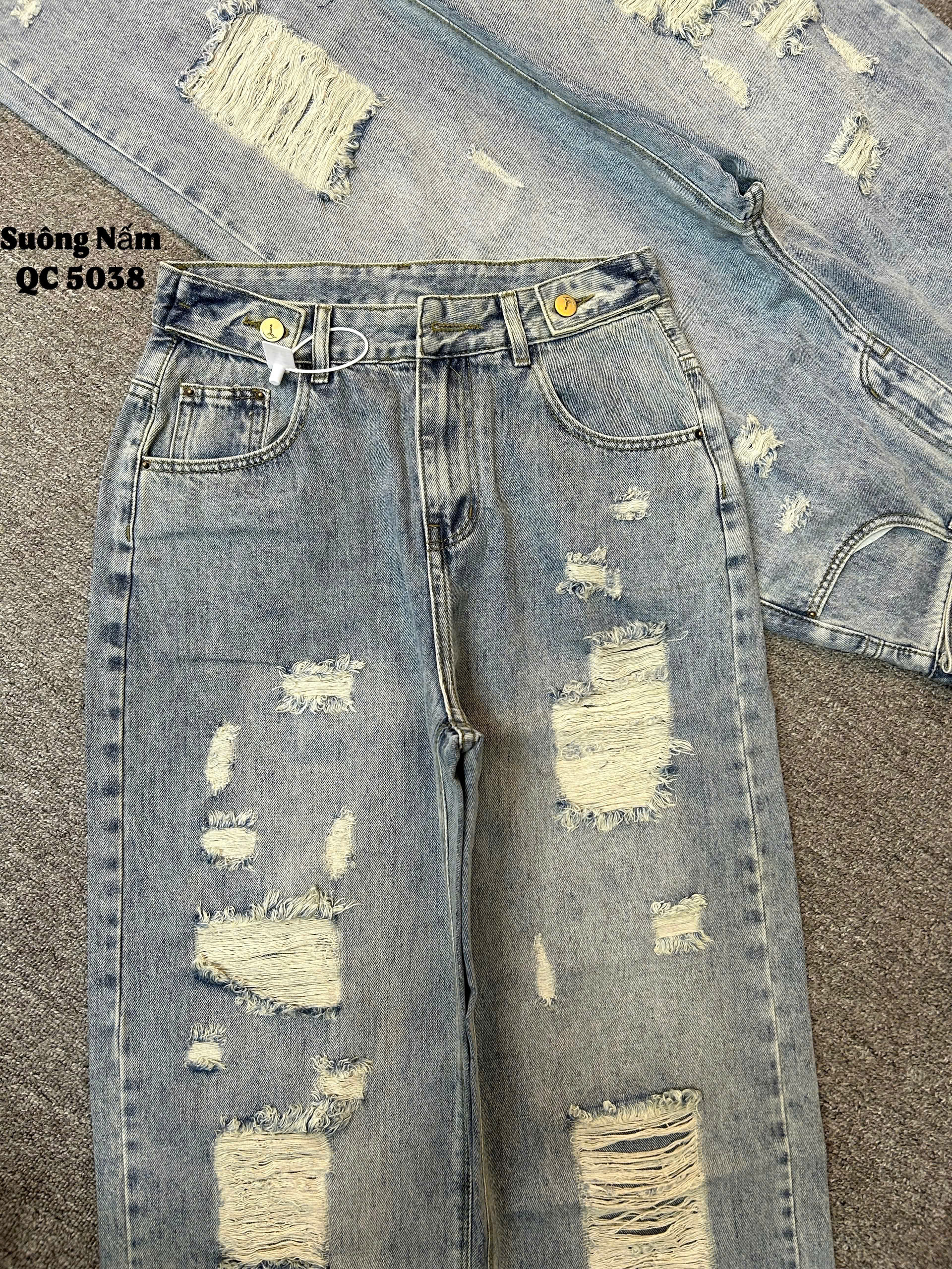 BIGSIZE- Quần jean suông nấm rách T- QJ5038_thumbnail_3