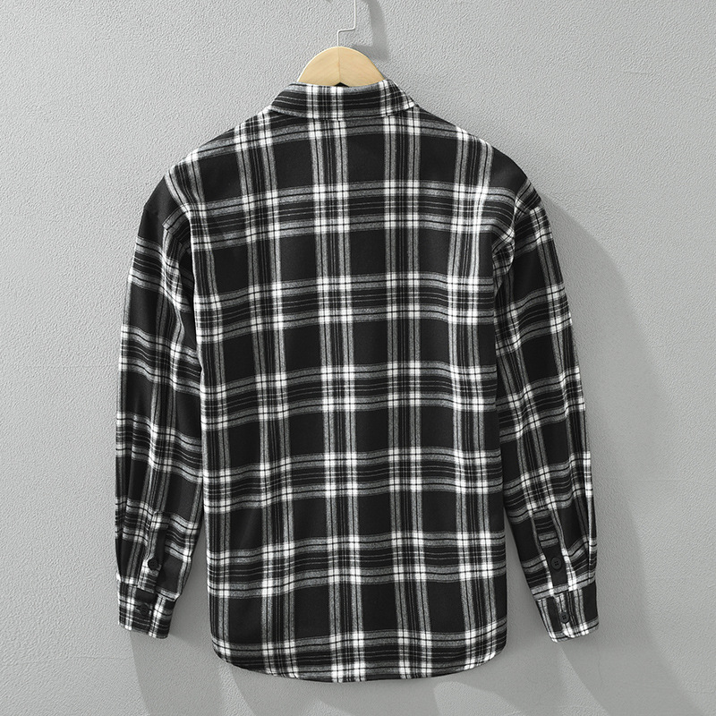 Áo Sơ Mi Dài Tay Kẻ Sọc Nhật Bản Retro Nam Dáng Rộng Thời Trang_thumbnail_2