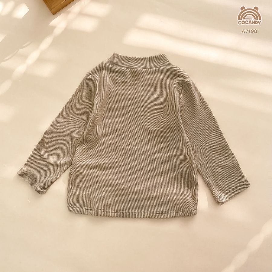 Áo dài Warmish KẺ NÂU trơn cổ 3 phân_thumbnail_2