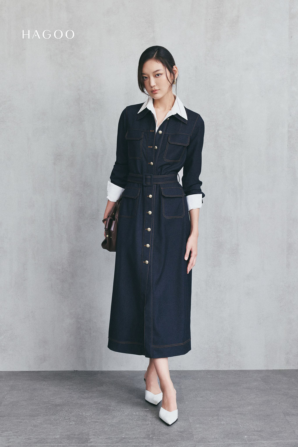 សំពត់អំបោះ HAGOO ជាមួយហោប៉ៅ និងអំបោះតុបតែង