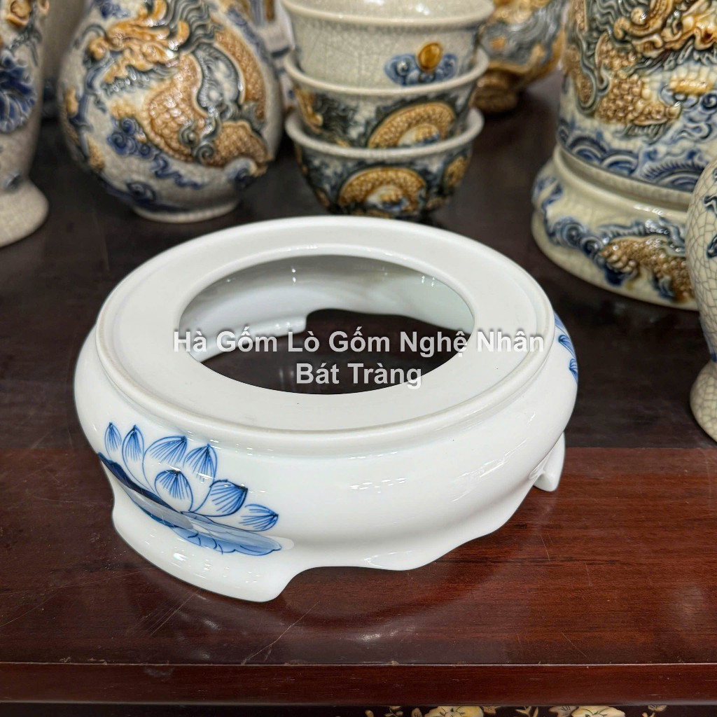 Sen Chàm Vẽ Tay Đồ Thờ Cúng Cao Cấp - Nghệ Nhân Bát Tràng Chế Tác - Bát hương lư hương - bộ đồ cúng_thumbnail_15