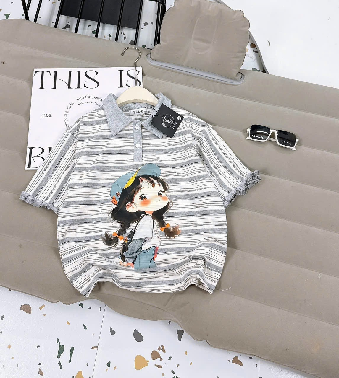 [A38] Áo lẻ kẻ ngang