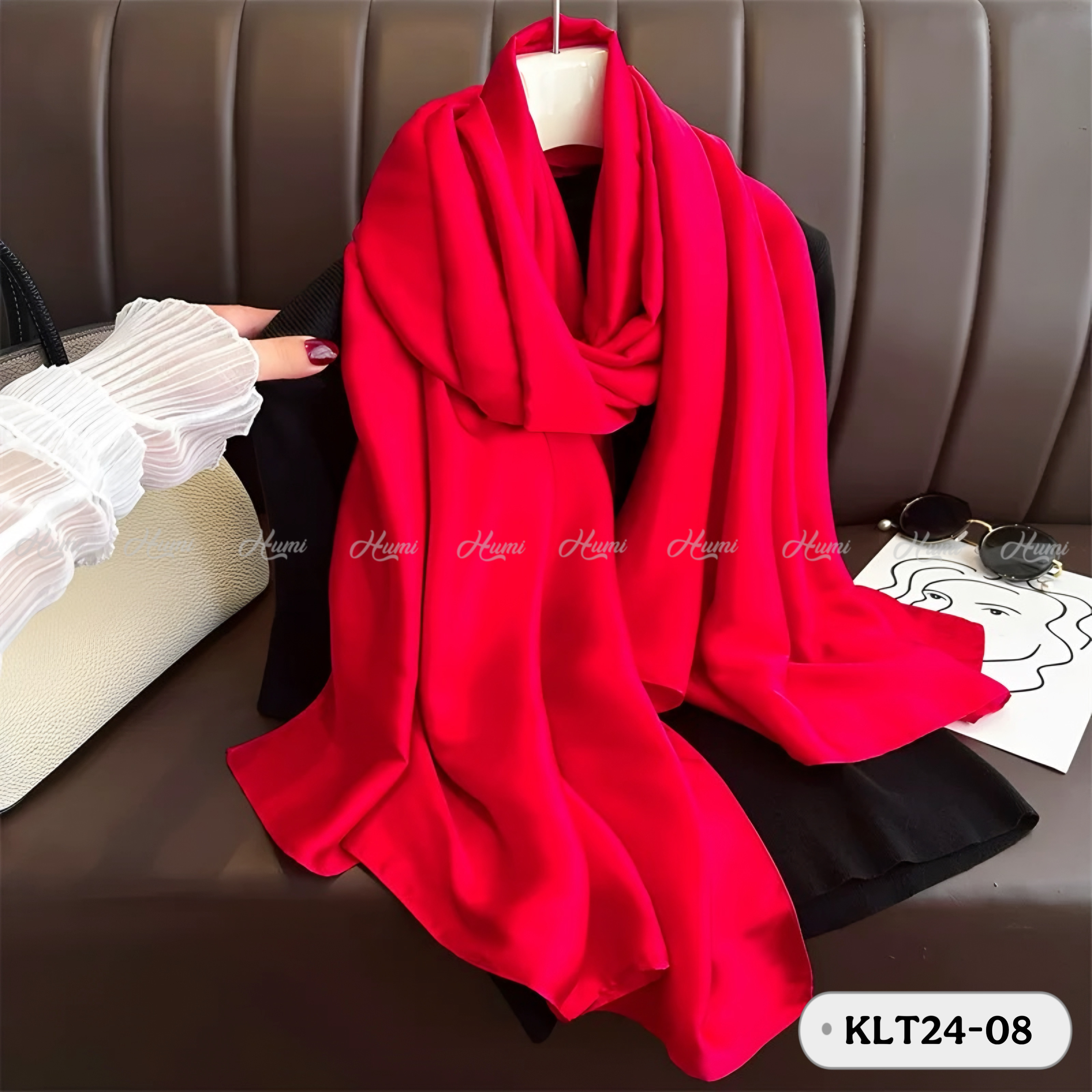 KHĂN LỤA TRƠN (KLT24-08 Đỏ Tươi)