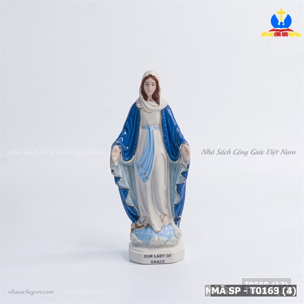Tượng sứ Đức Mẹ Ban Ơn 11cm Xanh ✔_thumbnail_3